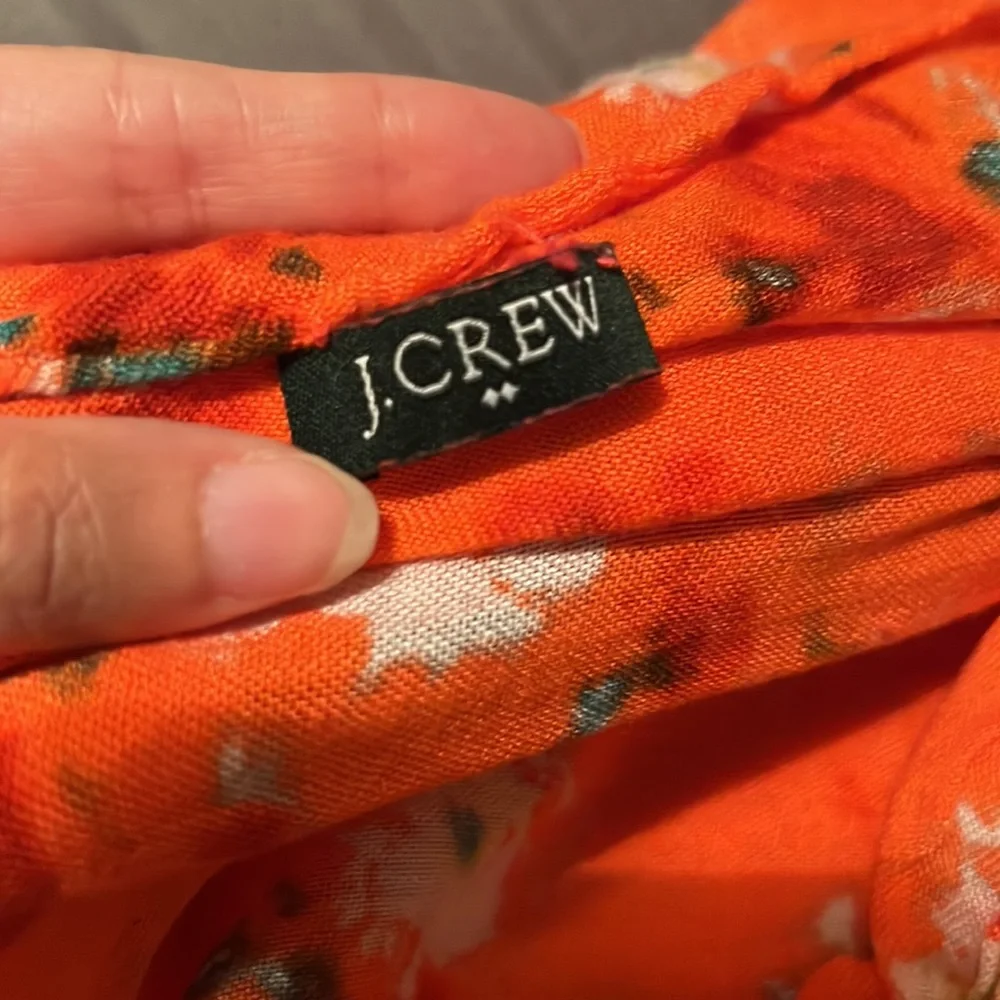 J.Crew Women’s Floral Pashmina Wool Laine Floral Scarf Wrap Shawl Red Orange